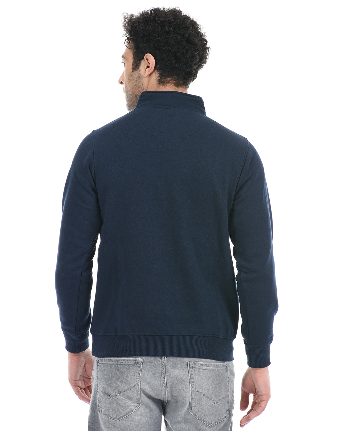 Cloak & Decker by Monte Carlo Men Solid Navy Sweatshirt